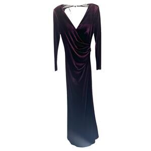 Eliza J Burgundy Cutout‎ Vamp Wedding Guest Velvet Formal Maxi Gown Dress Size 6